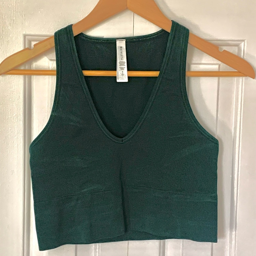Athleta Green Fitted Crop Tank Top